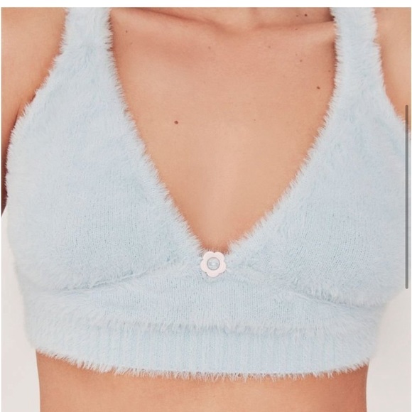 NWT For love and lemons Devon Luxe Plush Fuzzy Cropped Lounge Bra Crop top - Picture 5 of 16